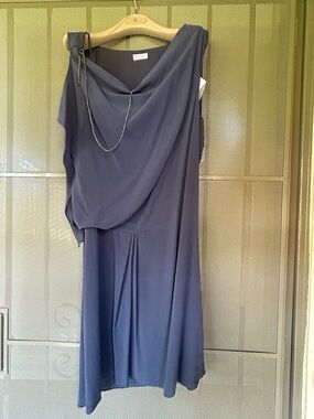 Brunello Cucinelli Sleeveless Draped Grey/Blue Women’s Dress